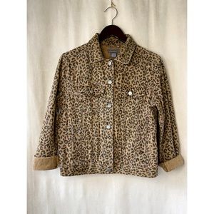 Brown Leopard Print Denim Jacket